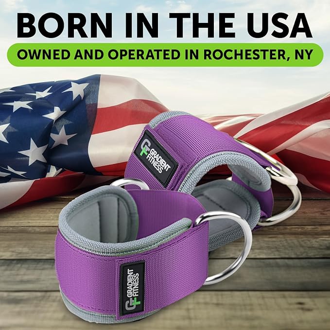Gradient Fitness Ankle Straps (2 Pack) | Ankle Strap for Cable Machine, Ankle Bands for Working Out, Cable Ankle Strap