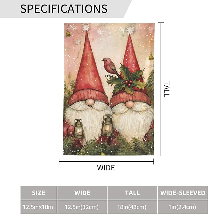 Gnomes Two Red Garden Flag 12x18 In Double Sided Yard Flags Lawn Sign Decor No Flagstand