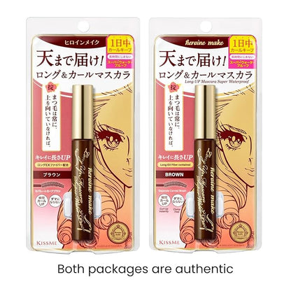 HEROINE MAKE by KISSME Brown Mascara Waterproof, Waterproof Mascara Volume and Length by Tubing Fiber for Long & Curl Eye Makeup for Women, Natural Lash Look for Sensitive Skin from Japan 1 EA