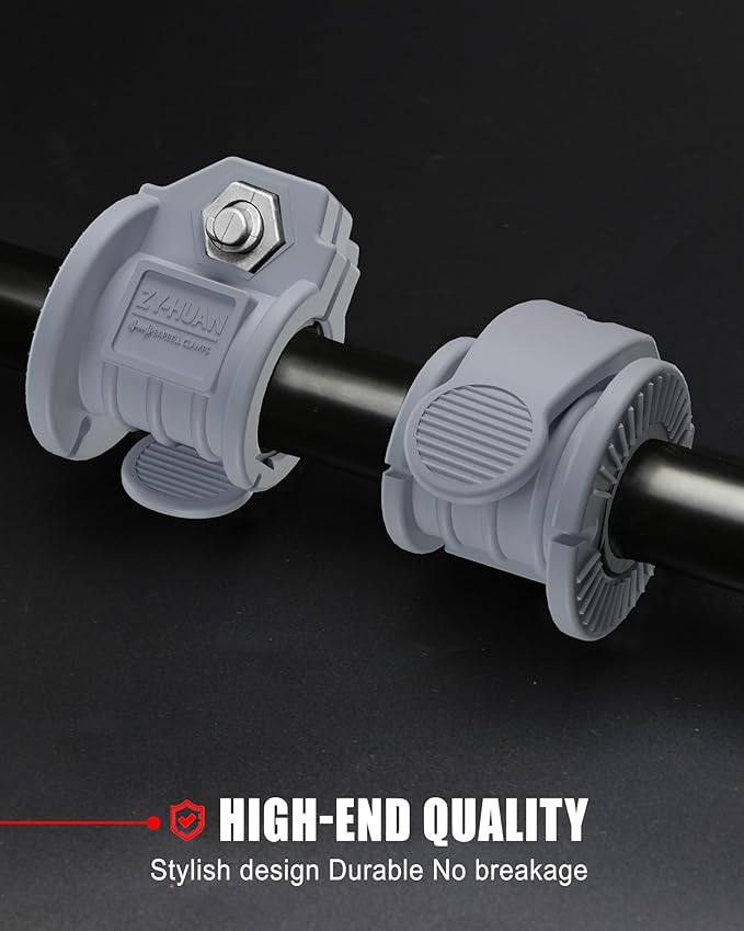 Barbell Clips 1 inch Barbell Clamps 0.9-1.18inch Quick Release Weight Clips for Bars Multi-Size Adjustable Olympic Barbell Clamps(Gray)