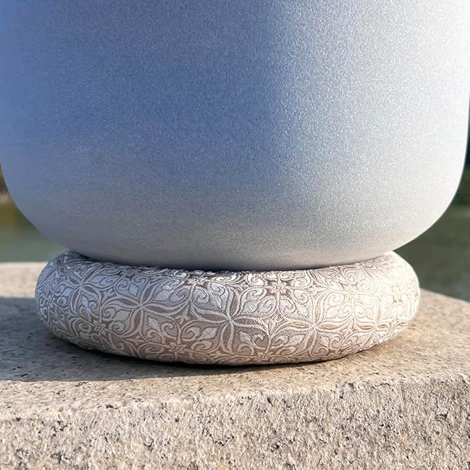 Singing Bowl Cushion for Tibetan Singing Bowls, Handmade Silk Brocade Round Cushion Pillow for Sound Healing and Crystal Sound Bowls Accessories(Silver,6.7 Inch)