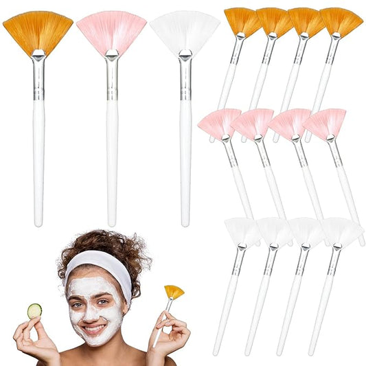 15 Pieces Fan Brushes Soft Fan-shaped Brushes Facial Mask Applicator Brush Cosmetic Makeup Applicator Skin Care Tools for Mud Cream