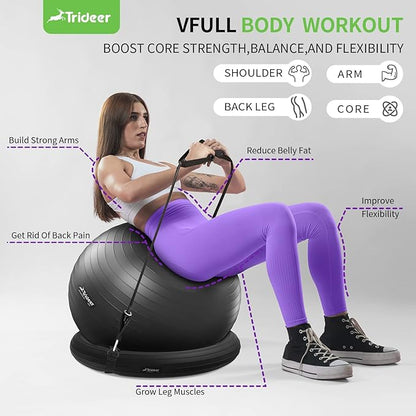 Trideer Ball Chair - Yoga Ball with Base & Bands for Home Gym Workout