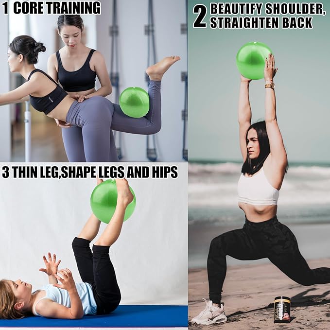 Small Exercise Ball Anti-Burst Non-Slip Stability 9 Inch with Inflatable Straw Mini Pilates Balls Ideal for Yoga Exercise Pilates Physical Therapy Stretching Core Fitness