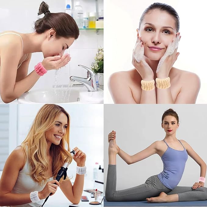 8Pcs Microfiber Wrist Bands for Washing Face, Absorbent Face Washing Wristbands, Spa Wristbands for Face Washing, Wrist Towels for Washing Face, Prevent Water from Spilling Down Your Arms.