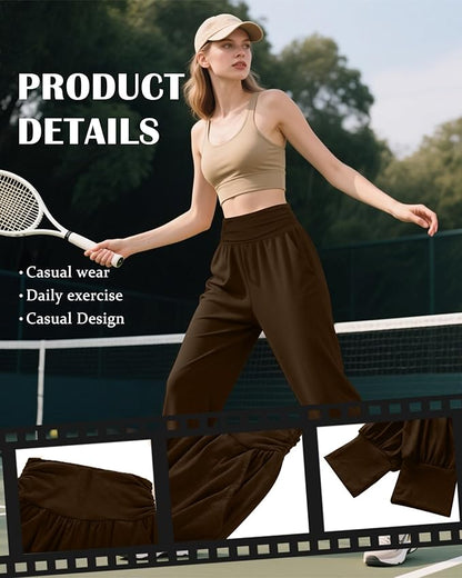 2 Pack Women's Yoga Joggers, Cozy Sweatpants with Pockets Casual Loose Comfy High Waisted Lounge Pants