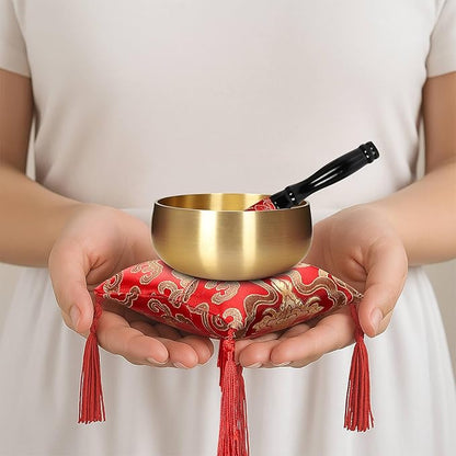 Tibetan Singing Bowl Set - 4" Handcrafted Meditation Sound Bowl for Yoga, Mindfulness Chakra Healing & Stress Relief | Complete Kit with Cushion & Mallet | Spiritual Gifts for Beginners (4 Inch)