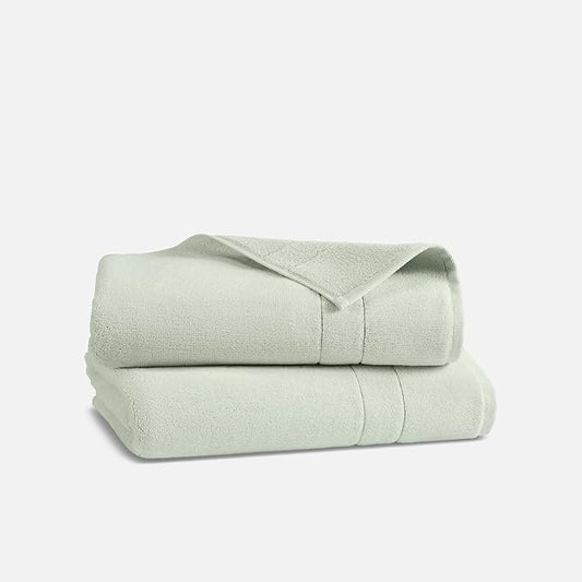Brooklinen Super-Plush Turkish Cotton Bath Towels Set of 2 Cotton, 820 GSM, Machine Washable, Perfect Bath Towels for Bathroom, Spa & Shower (30" x 58", Aloe Green)