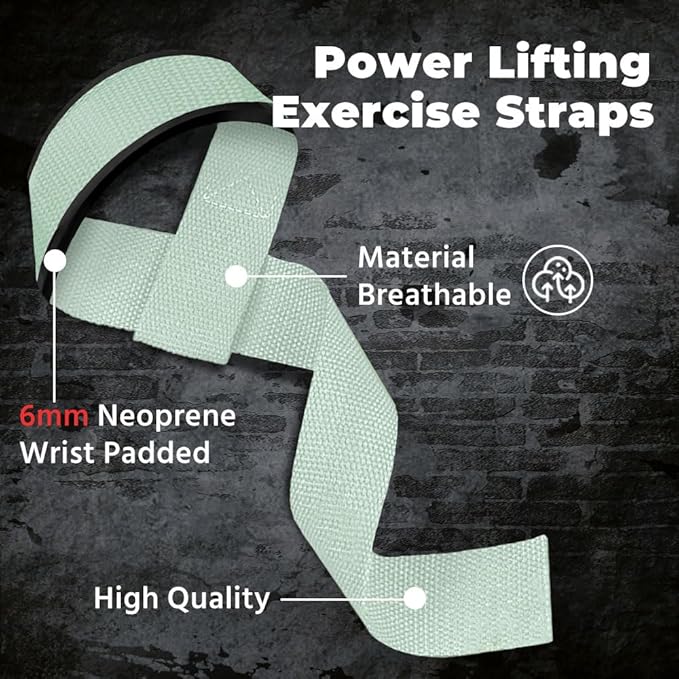 WSAKOUE Lifting Straps, Weightlifting Straps, Deadlift Straps with Padded Neoprene for Power Lifting, Bodybuilding, Gym Workout, Strength Training & Fitness Workout, Resistance