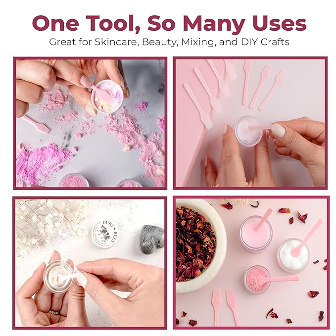 Mini Face Cream Spatula (2.5", 500 Pack) - Small Lotion Spatula Tool for Skincare, Creams & Crafts | Skincare Applicator for Mixing, Cosmetic, Face Mask | Disposable Makeup Paddles | Pink