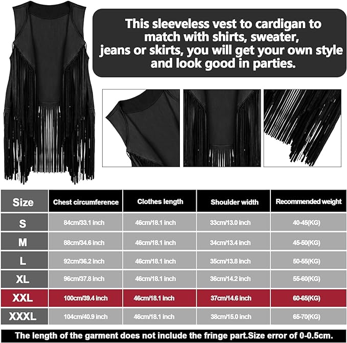 6 Pcs 60s 70s Outfits for Women Hippie Costume Set Peace Sign Earring Headband Fringe Vest Tassel Cardigan
