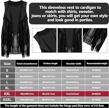 6 Pcs 60s 70s Outfits for Women Hippie Costume Set Peace Sign Earring Headband Fringe Vest Tassel Cardigan
