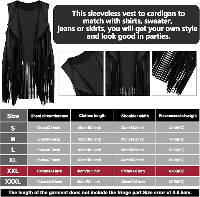 6 Pcs 60s 70s Outfits for Women Hippie Costume Set Peace Sign Earring Headband Fringe Vest Tassel Cardigan