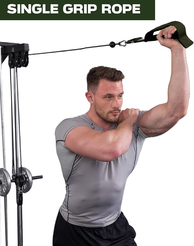 Tricep Rope Cable Attachment, Tricep Pull Down Rope & Exercise Handles, Cable Machine Attachment for Gym (Tricep Rope Set or Single Handle)