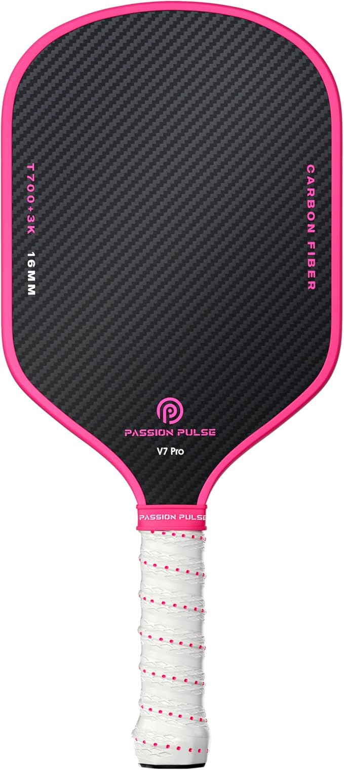 V7 Pro Pickleball Paddle – 3K Raw Carbon Fiber Pickle Ball Paddles with 16mm Polypropylene Core, 3D PulseGrip Handle, – Pickleball Rackets Ideal for All Skill Levels