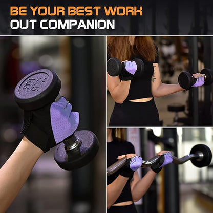 Sunnex Gym Gloves - Fingerless, Breathable Workout Gloves for Weightlifting, Cycling & More
