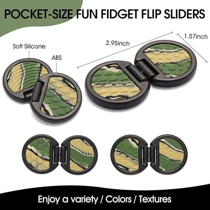 Fidget Toys Adults, Sensory Toys for Kids with Autism, Anxiety Relief Items for ADHD Stress Relief, Fun Fidgets for Teens Textured & Flip Slider - Treasure Box Toys for Classroom (1pc-Camo)