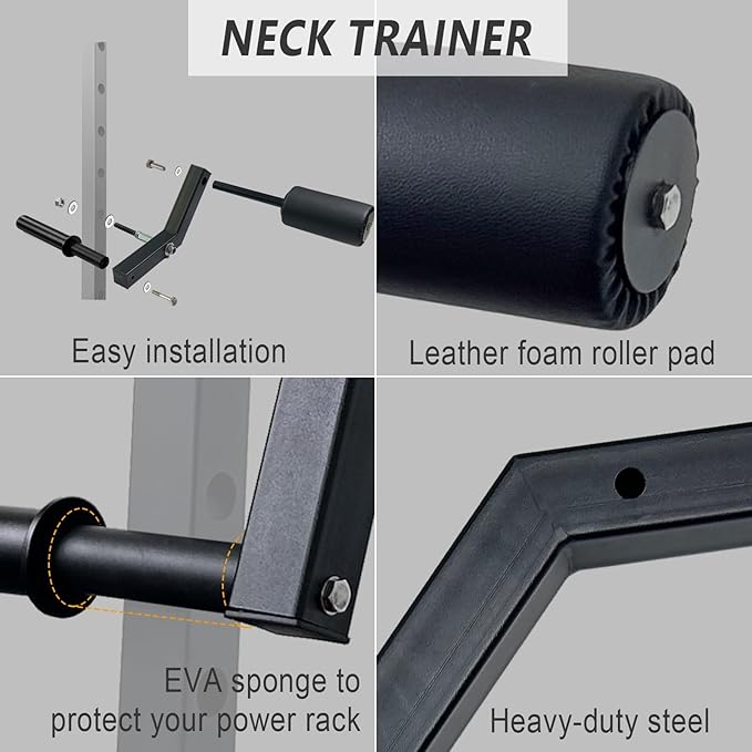 Upgraded Rack Mount Neck Traniner, Neck Machine Strengthener for Muscles Training, Neck Workout Equipment Power Rack Attachment for Home Gym Fitness