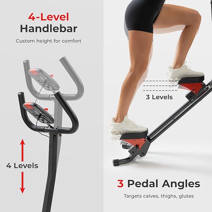 Sunny Health & Fitness Stair Stepper w/Handlebar, Extended Step Range Climber Machine for Legs, Core and Glute Workouts, Connection with Free SunnyFit App