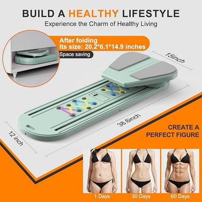 Pilates Board,Multifunctional Rebound Abdominal Board,Foldable Pilates Reformer Set, Ab Core Trainer Machine,Ab Exercise Board,Abs Workout Equipment for Women Home Gym Equipment