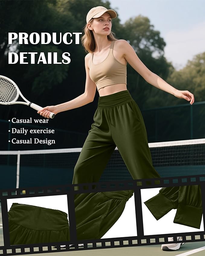 2 Pack Women's Yoga Joggers, Cozy Sweatpants with Pockets Casual Loose Comfy High Waisted Lounge Pants