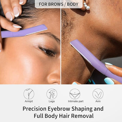 Precision Dermaplane Razor, Face Razors for Women and Men, Eyebrow Razor, Dermaplaning Tool, Peach Fuzz Remover, Skin-friendly Microblades with Protective Cap, 10 Count (Wisteriar)