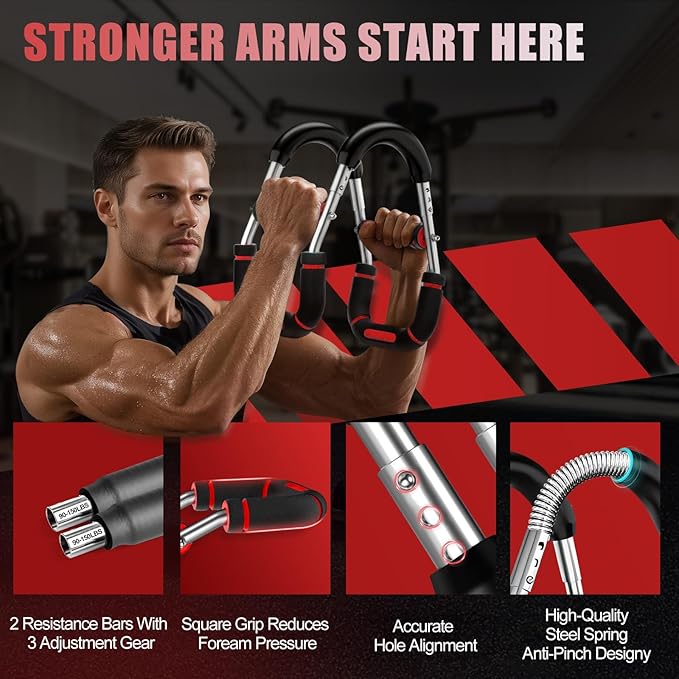 2025 Pro Twister Arm Trainer, Adjustable Power Twister Bar, Chest Shoulder Arm Workout Equipment, Portable Detachable Upper Body Fitness Machine for Home & Gym