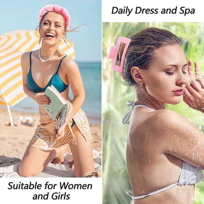 VELSCRUN Spa Headband, Makeup Face Wash Skincare Headbands, 5 Pcs Pink Colorful Sponge Bow Tie Get Ready HairBand Facial Wristband Hair Clips Set, Stuff for Teen Girls Women Trendy Hair Accessories