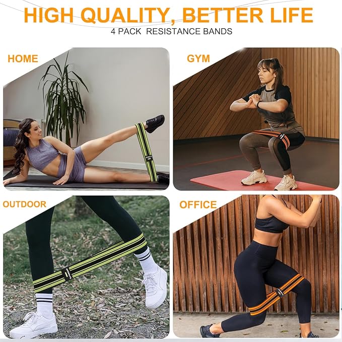 Resistance Bands, Exercise Workout Bands for Legs and Butt, Fabric 6 Set of Stretch Bands for Women and Men, Exercise Loop Bands Yoga, Pilates, Rehab