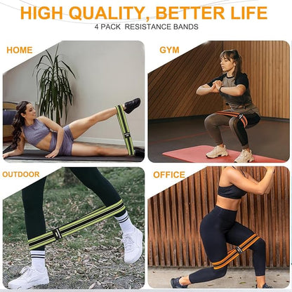 Resistance Bands, Exercise Workout Bands for Legs and Butt, Fabric 6 Set of Stretch Bands for Women and Men, Exercise Loop Bands Yoga, Pilates, Rehab