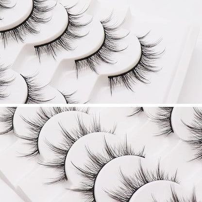 Losha Manga Lashes Fluffy Faux Mink Lashes Natural Look 10 Pairs Asian False Eyelashes Pack Look Like Individual Clusters (BC009)