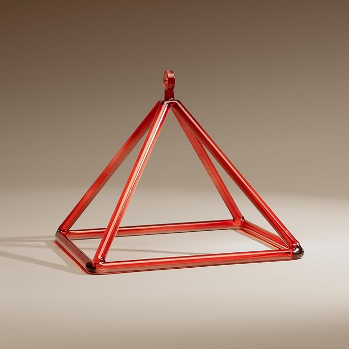 TOPFUND 10" Red Crystal Singing Pyramid Sound Therapy Instument with Carrying Case and Quartz Suede Mallet