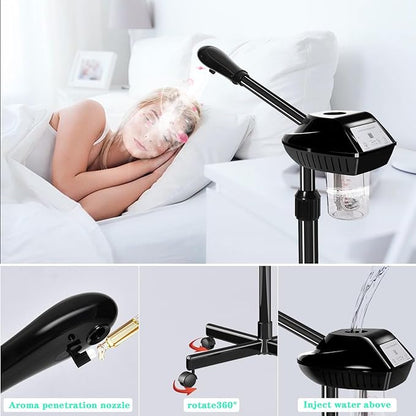 Professional Facial Steamer, Facial Steamer Professional for Estheticians, Hot Mist & Timer Function, Ozone Face Steamer on Wheels for Spa, Salon and at Home Use