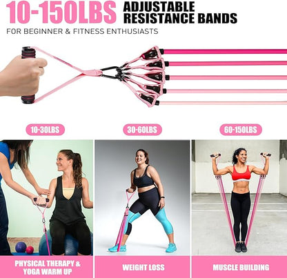 Resistance Bands, Exercise Bands with Handles for Working Out, Fitness Bands for Women, Workout Equipment Home Gym, Training Bands with Door Anchor, Ankle Straps, Shape Body, Physical Therapy