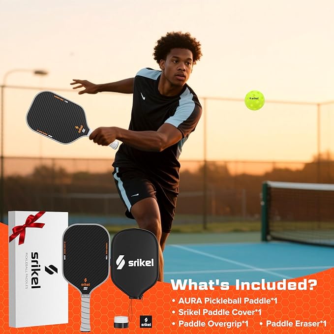 Pickleball Paddles, Raw T700 Carbon Fiber Pickleball Paddle, 16mm Power Polymer Core, Professional Rackets for Great Spin, Control & Precision Shots, USAPA Approved