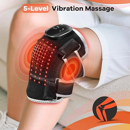 AFFLAT Red Light Therapy and Vibration Massage Knee Brace for Pain Relief, 660nm & 850nm Near Infrared Light, Rechargeable Wireless Controller, for Knee/Shoulder/Joint/Elbow Light Therapy