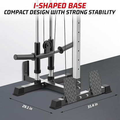 LAT Pulldown Machine, Multi-Functional Cable Machine with High and Low Pulley Station, Row Cable Machine Home Gym with Leg Support, Tricep Workout Equipment