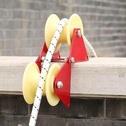 90 Degree Angle Lifting Pulley System Roof Top, Rope Block and Tackle Pulley System for Lifting Heavy Objects, Material Handling and Moving Lifting System with Hooks