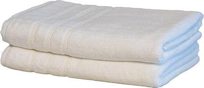 Mosobam Luxury Turkish Set of 2 Bath Towels 30X58 White 700 GSM Bamboo Viscose & Aegean Turkish Combed Cotton