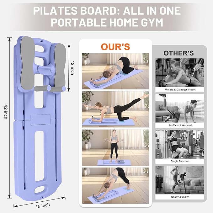 Pilates Board, 2025 Pilates Reformer Set, 5 in 1 Multifunctional Abdominal Board, Portable Ab Core Trainer, Foldable Pilates Reformer Board for Home