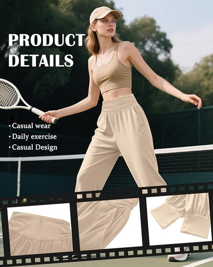 2 Pack Women's Yoga Joggers, Cozy Sweatpants with Pockets Casual Loose Comfy High Waisted Lounge Pants