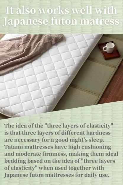 BJDesign Japanese Tatami Mat (Igusa Mattress), Foldable, Rush Grass, Floor Sleeping Japanese Futon Mattress Meditation Yoga Zen (Queen XL)