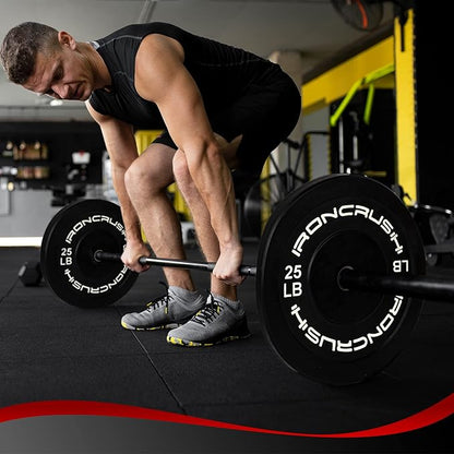 Iron Crush Olympic Bumper Plates Set - Virgin Rubber Weights for Strength Training - Fits 2" Barbells - Sold in Pairs