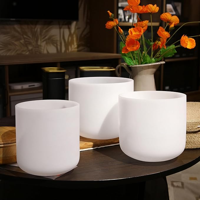 Alioth (6"G+7"C+8"A) Set of 3 Crystal Singing Bowls with Sturdy Carrying Case and Singing Bowl Mallets