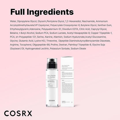 COSRX 6X Peptide Collagen Booster Toner Serum with Copper Peptides, Niacinamide & Hyaluronic Acid Skin Renewal Boosting Facial Essence for All Skin Types, Korean Skin Care, 150mL/5.07 Fl.Oz