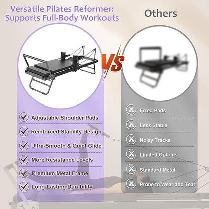 Pilates Reformer Machine,Foldable Home Pilates Reformer Equipment, Small Reformer for Women Use Studio Gym Yoga