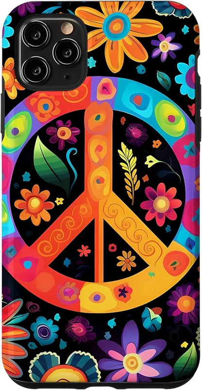 iPhone 11 Pro Max Peace Sign Hippie Floral Case