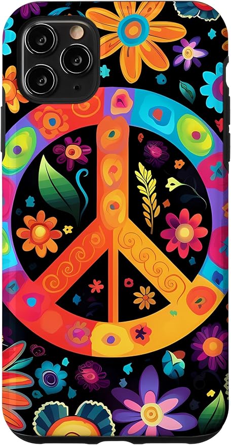 iPhone 11 Pro Max Peace Sign Hippie Floral Case