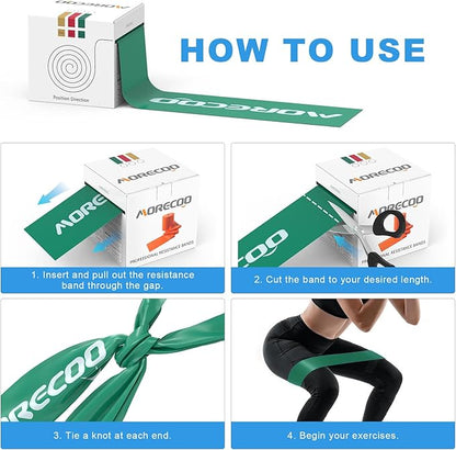 MORECOO Risistance Bands, 25 Yard Roll Professional Latex Stretch Bands for Physical Therapy, Elastic Bands for Upper & Lower Body Exercises, Lower Pilates, Home Workouts & Rehab, Core Exercise