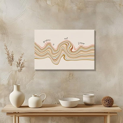 Progress is Not Linear Motivational Canvas Wall Art Print Mental Health Quote Inspirational Art Poster Therapy Psychologist Home Office Affirmation Wall Decor Minimalist Picture 24x36inch Unframed